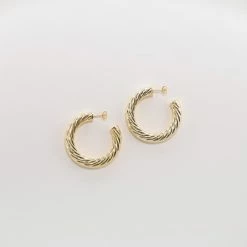 Machete Jewelry 1.5" Twist Hoops In 14K Gold 7 Machete Jewelry 1.5