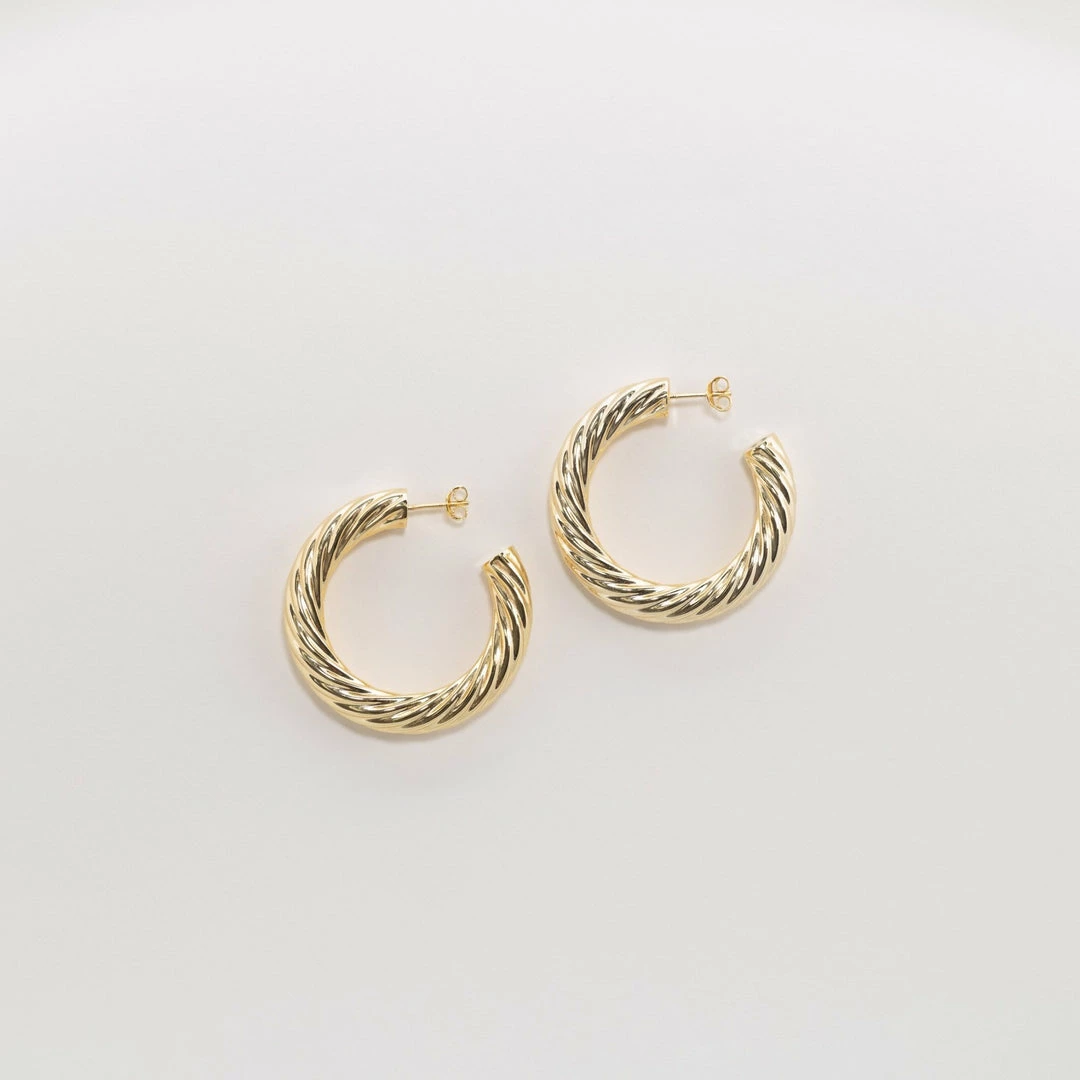 Machete Jewelry 1.5" Twist Hoops In 14K Gold 5 Machete Jewelry 1.5" Twist Hoops In 14K Gold