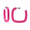 Machete Midi Square Hoops In Neon Pink Jewelry