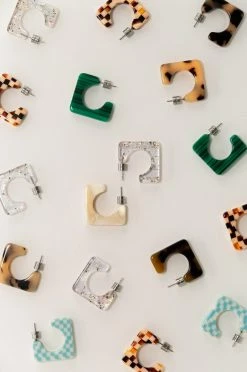 Machete Atlas Hoops In Clear Tangerine Jewelry