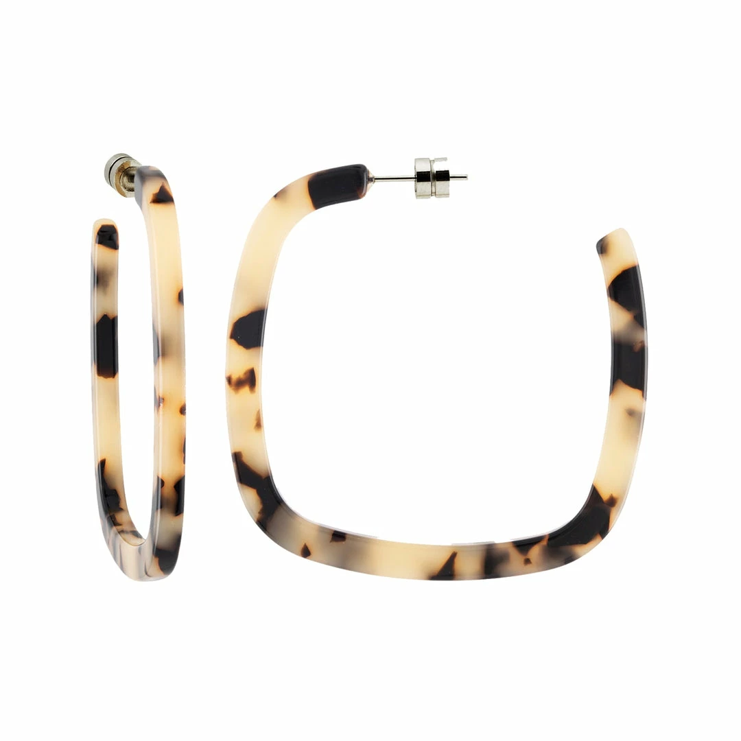Machete Jewelry Large Square Hoops In Blonde Tortoise 3 Machete Jewelry Large Square Hoops In Blonde Tortoise