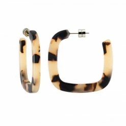 Machete THE SPOTLIGHT Midi Square Hoops In Blonde Tortoise