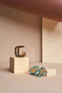 Machete Midi Square Hoops In Canyon Brown Jewelry