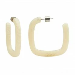 Machete Jewelry Midi Square Hoops In Cream Dot
