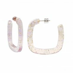 Machete Jewelry Midi Square Hoops In Glitter