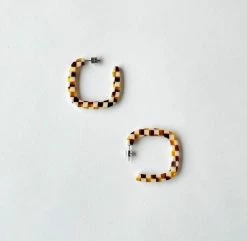 Machete Midi Square Hoops In Tortoise Checker