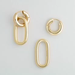 Machete Oval Link Charms In Gold Build Your Own: Charm Hoops