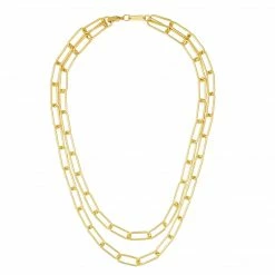 Machete Paperclip Chain Layered Necklace In Gold Jewelry
