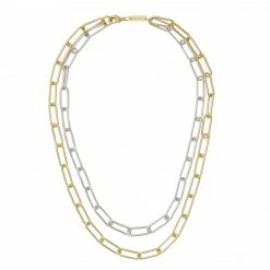 Machete Paperclip Chain Layered Necklace In Mixed Metals