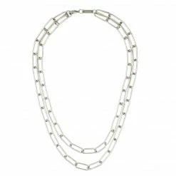 Machete Paperclip Chain Layered Necklace In Silver Jewelry