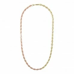 Machete Petite Coffee Bead Necklace In Gold + Rose Gold Split