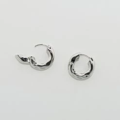 Machete Wavy Chunky Hoops In Silver Build Your Own: Charm Hoops