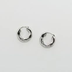Machete Wavy Chunky Hoops In Silver Build Your Own: Charm Hoops